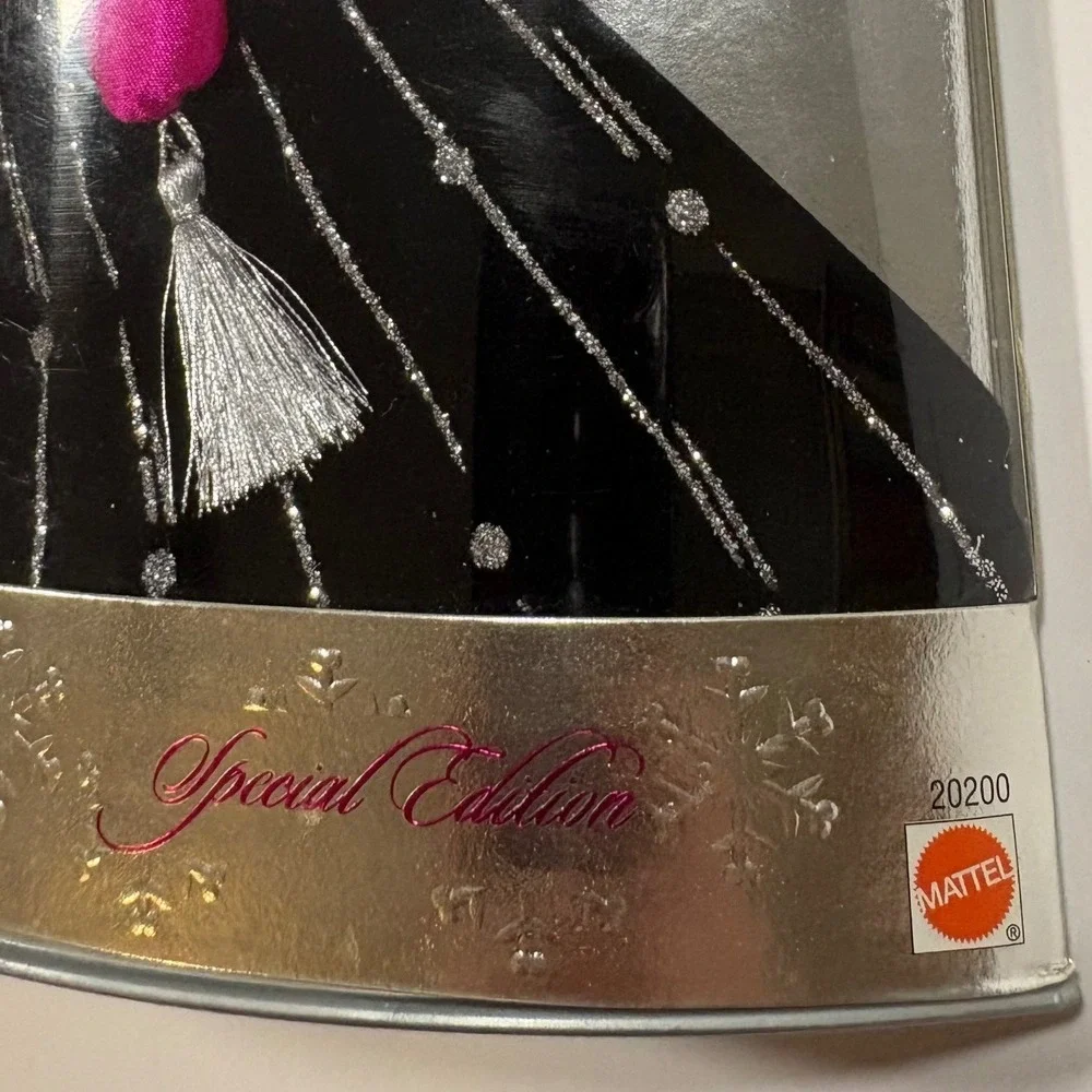 Happy Holidays Barbie Doll Special Edition 1998 Black Gown Pink Wrap Sparkle - Picture 4 of 13